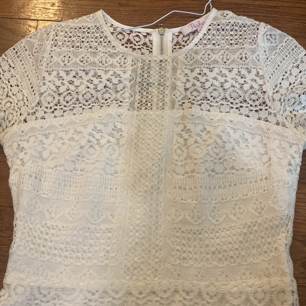 Parker White Lace Short Sleeve Dress - Picture 2 of 2